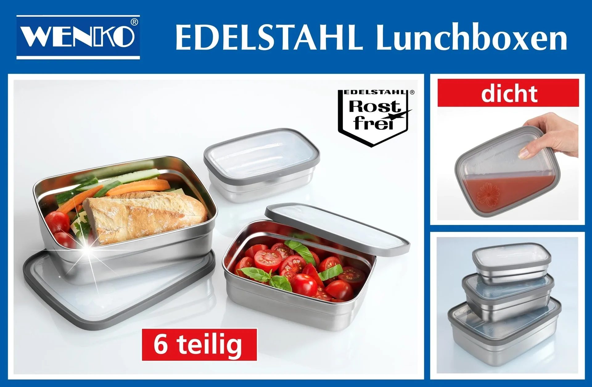 Lunchbox Edelstahl, 6-teilig - 1