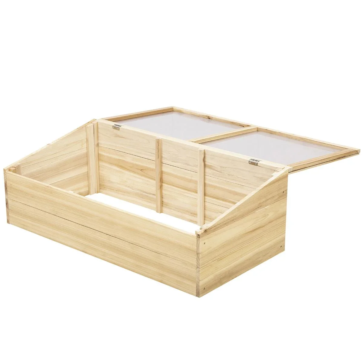 Gewächshaus Holz Frühbeet Frühbeetkasten Treibhaus Garten & Pflanzkasten-System für Garten Balkon, 100 x 50 x 35 cm, Nat - 2