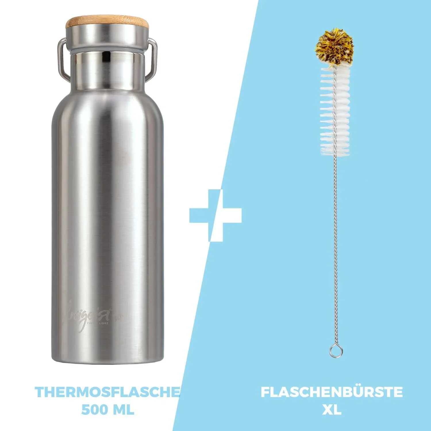 Isolierflasche 500 ml mit aquabook Reinigungsbürste XL - 0