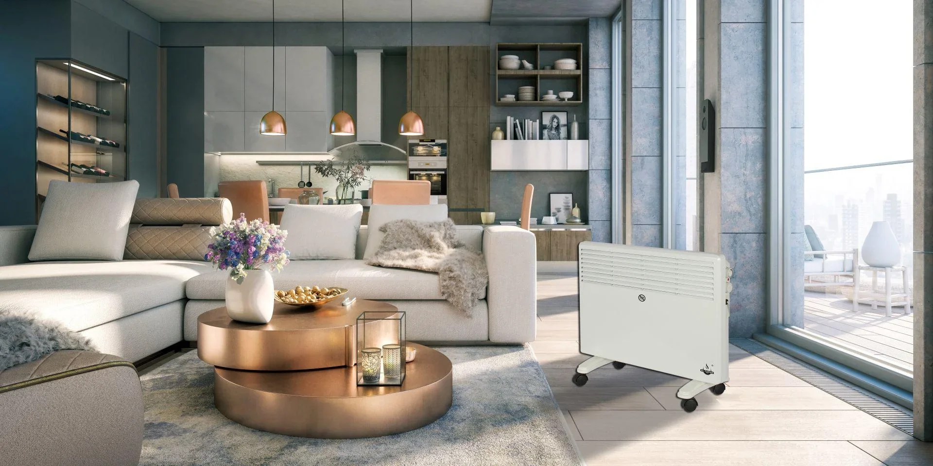 Mobiler Heizkonvektor, weiß, 1500 W - 3