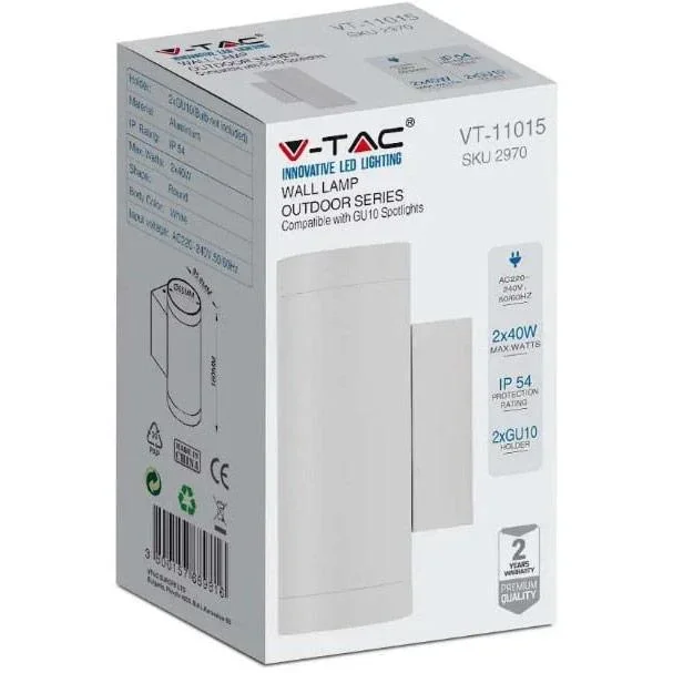 VT-11015 Wandleuchte außen Up/Down - GU10 - Aluminium - Weiß - IP44 - 4