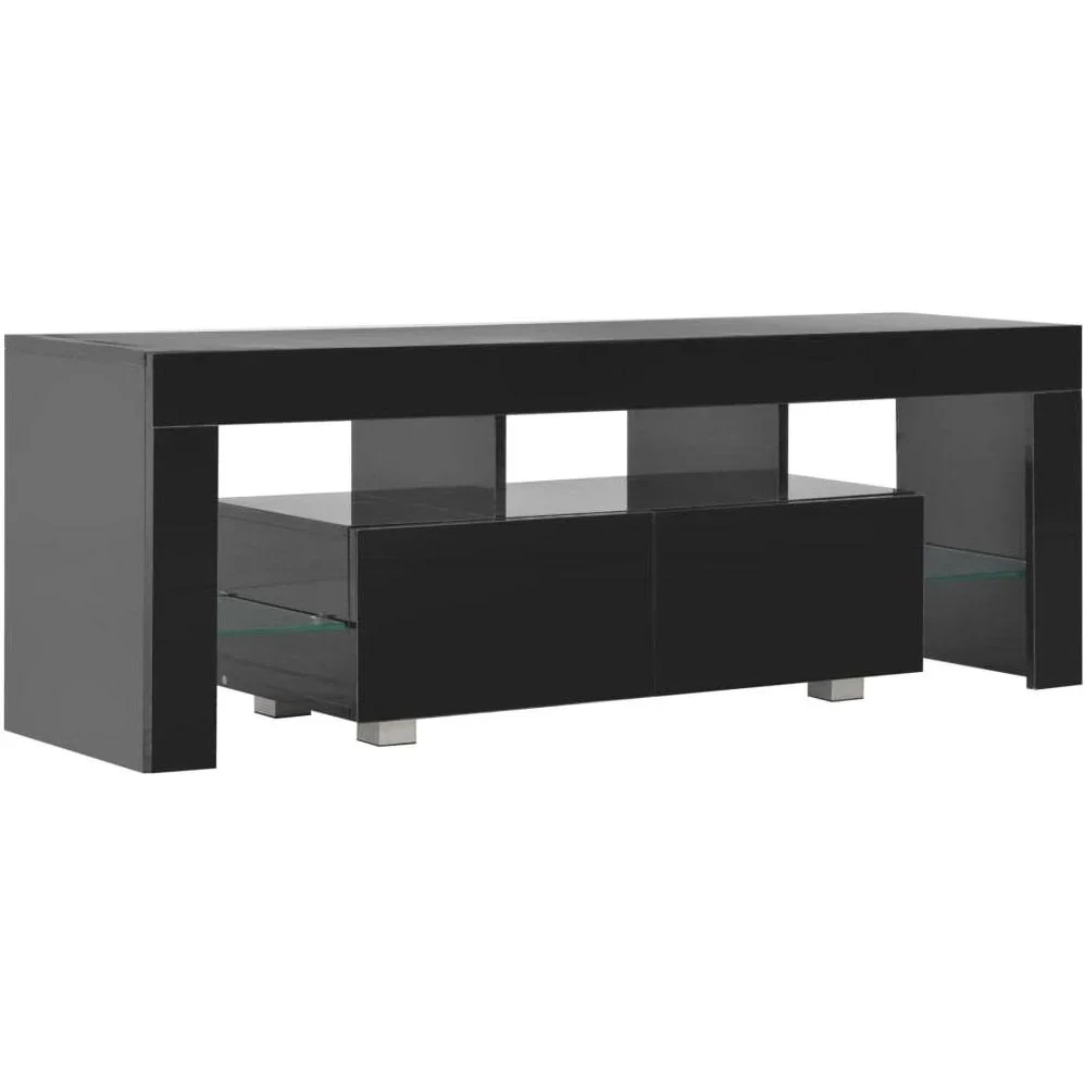 TV-Schrank mit LED-Lampe 130x35x45 cm Hochglanz schwarz - 0