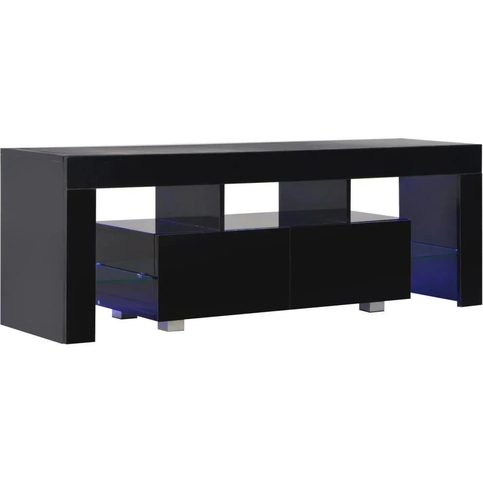 TV-Schrank mit LED-Lampe 130x35x45 cm Hochglanz schwarz - 4