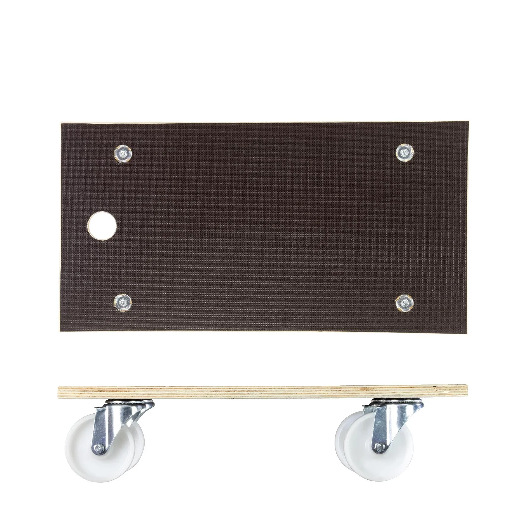 Transporthilfe MM 1111, 57,5 x 30 x 13,5 cm, harte Rollen Ø 100 mm, Rollenlager, Platte Maxigrip FSC®, Tragkraft 400 kg - 1