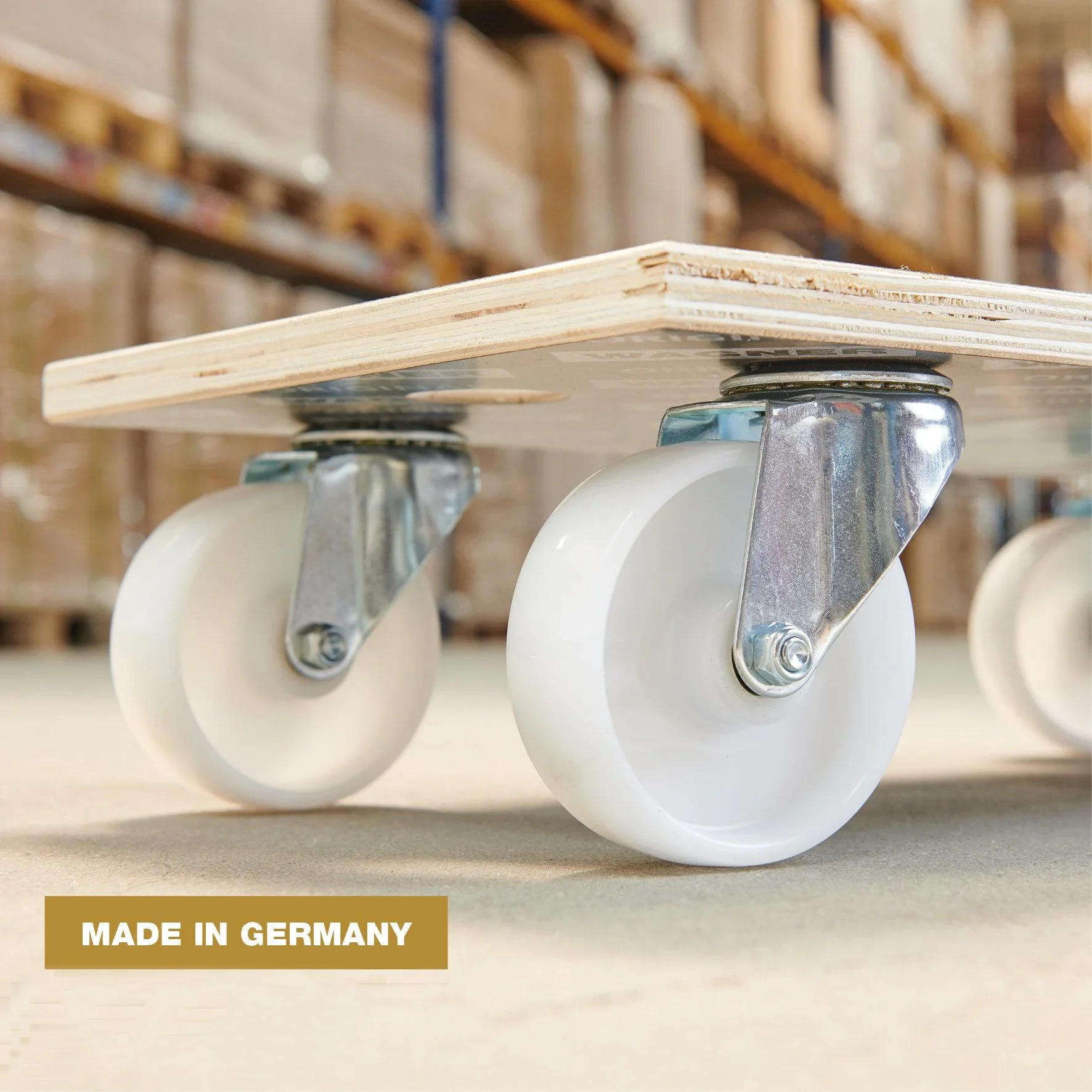 Transporthilfe MM 1111, 57,5 x 30 x 13,5 cm, harte Rollen Ø 100 mm, Rollenlager, Platte Maxigrip FSC®, Tragkraft 400 kg - 5
