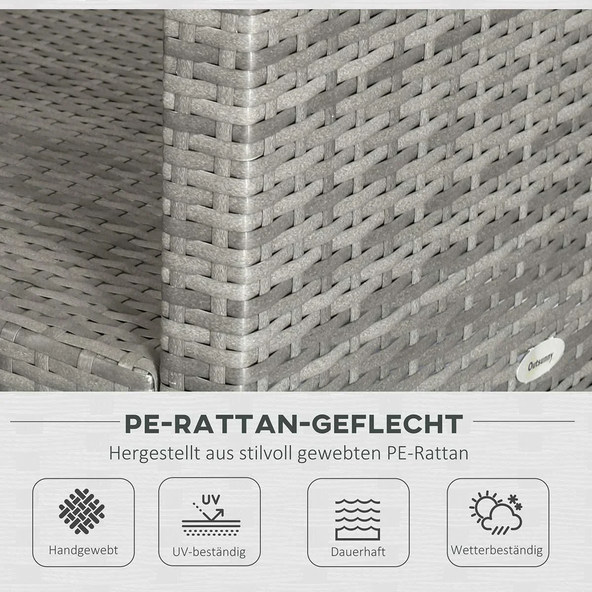 Polyrattan Sitzgarnitur 4 tlg. Sitzgruppe Gartenset Sofagarnitur Gartenmöbel Set Lounge Metall Luxus Grau - 0