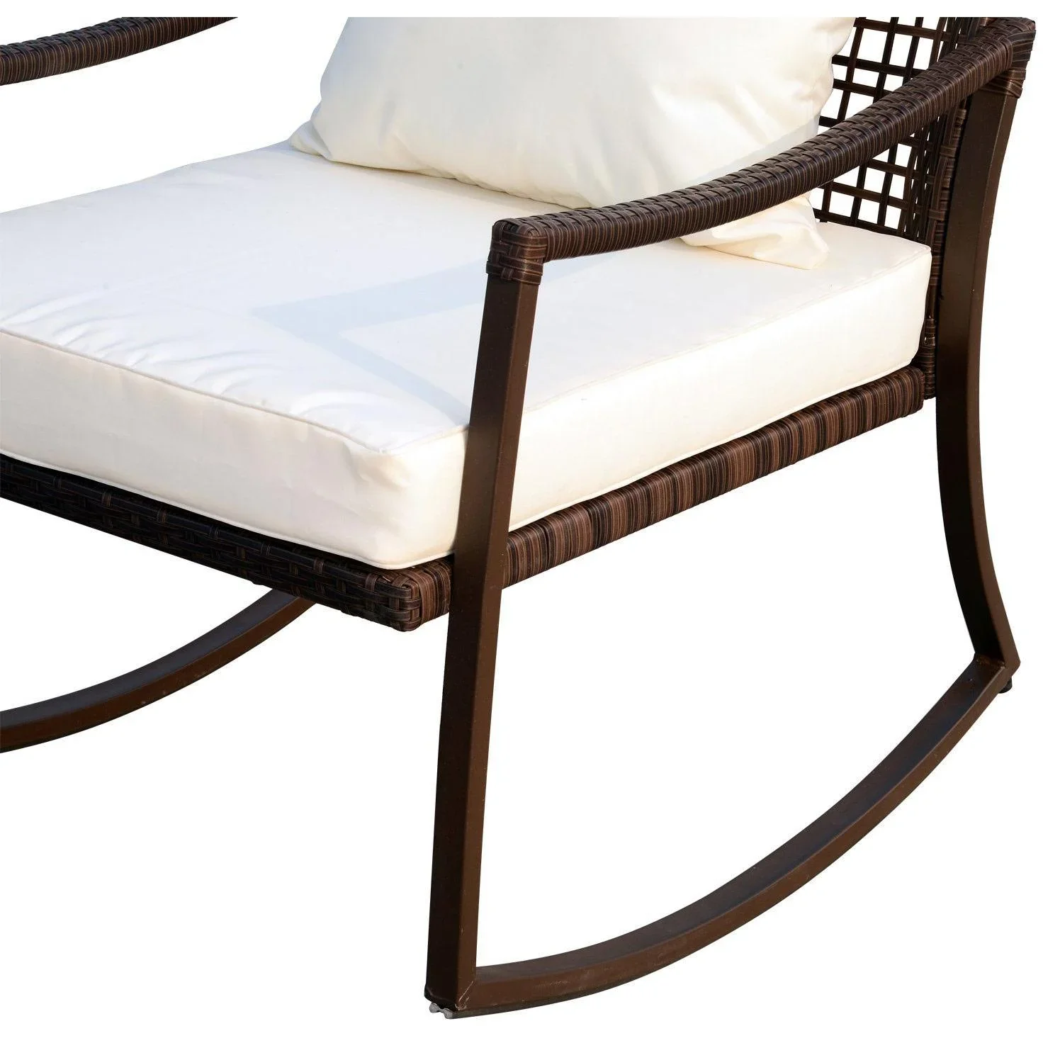 Gartengarnitur Schaukelstuhl Set 7 tlg, Rattan Braun - 4