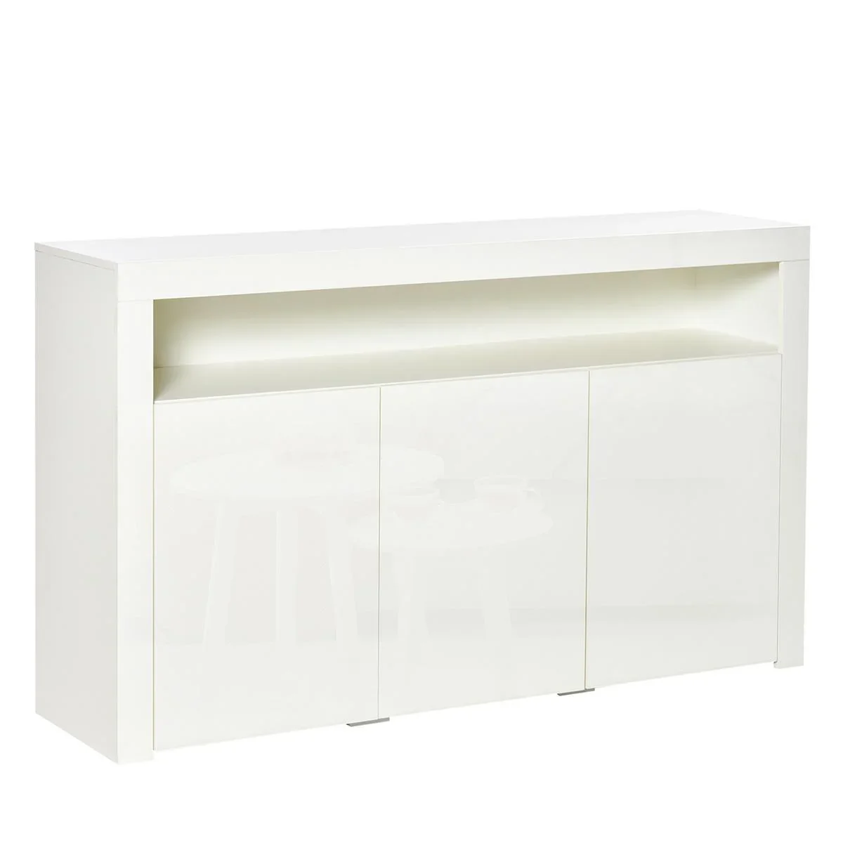 Sideboard Hochglanz Vorratsschrank Küchenschrank mit LED-Licht und Glasablage für Eingang Essbereich Wohnzimmer Material - 1