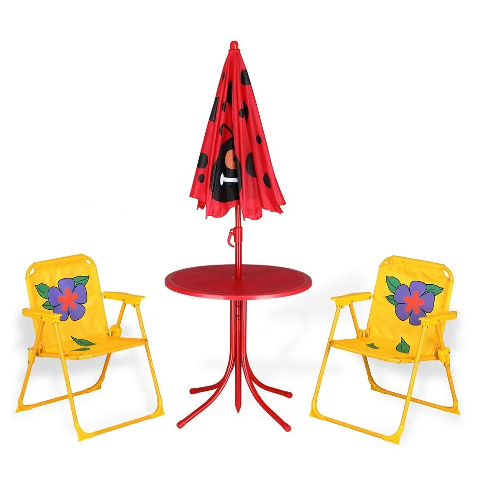 Kindergartenset Käfer - 2 Stühle 1 Tisch mit Sonnenschirm - 2