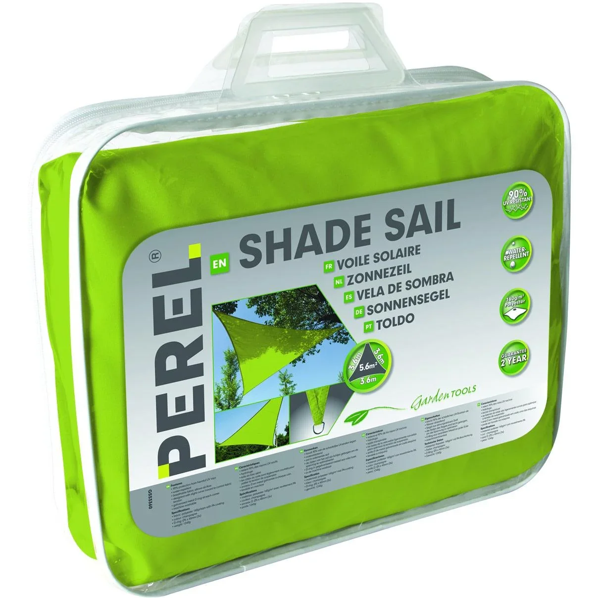 sonnensegel - dreieckig - 5 x 5 m x 5 m - lime grün - 1