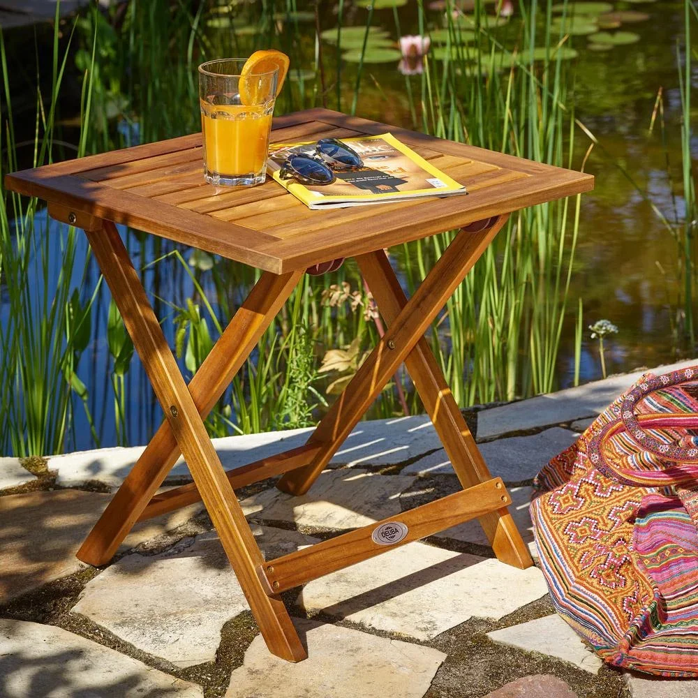 Gartentisch geöltes Akazienholz 46x46cm klappbar - 2