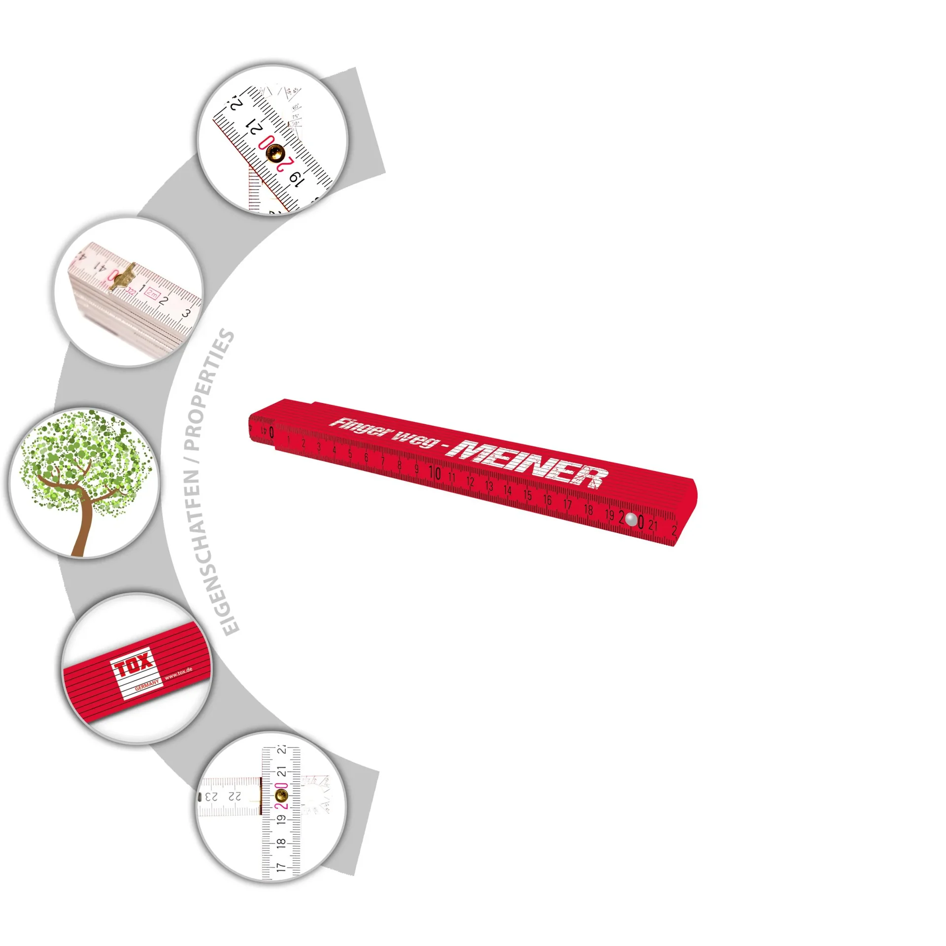 Meterstab 2 m " Finger weg - MEINER" - 0