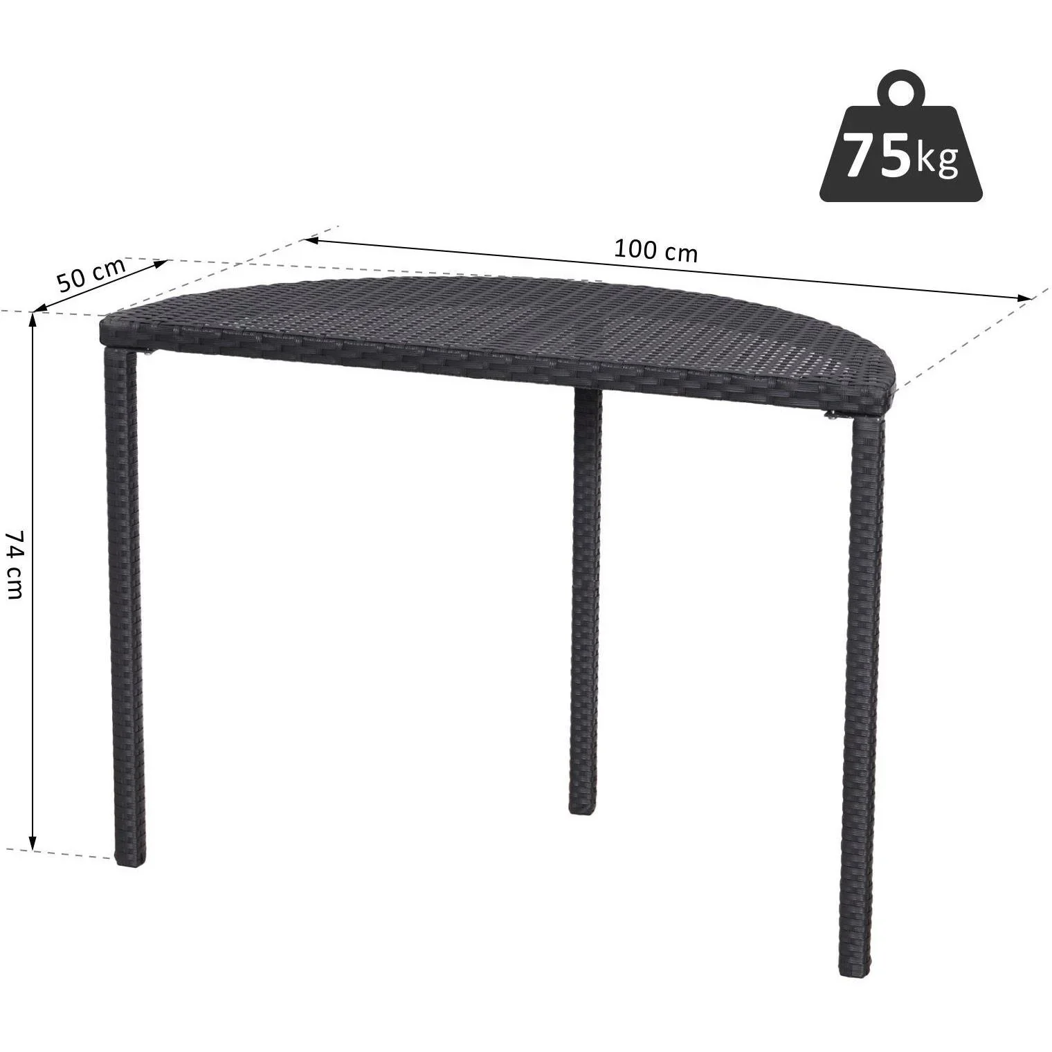 Rattan Balkontisch halbrund - 4