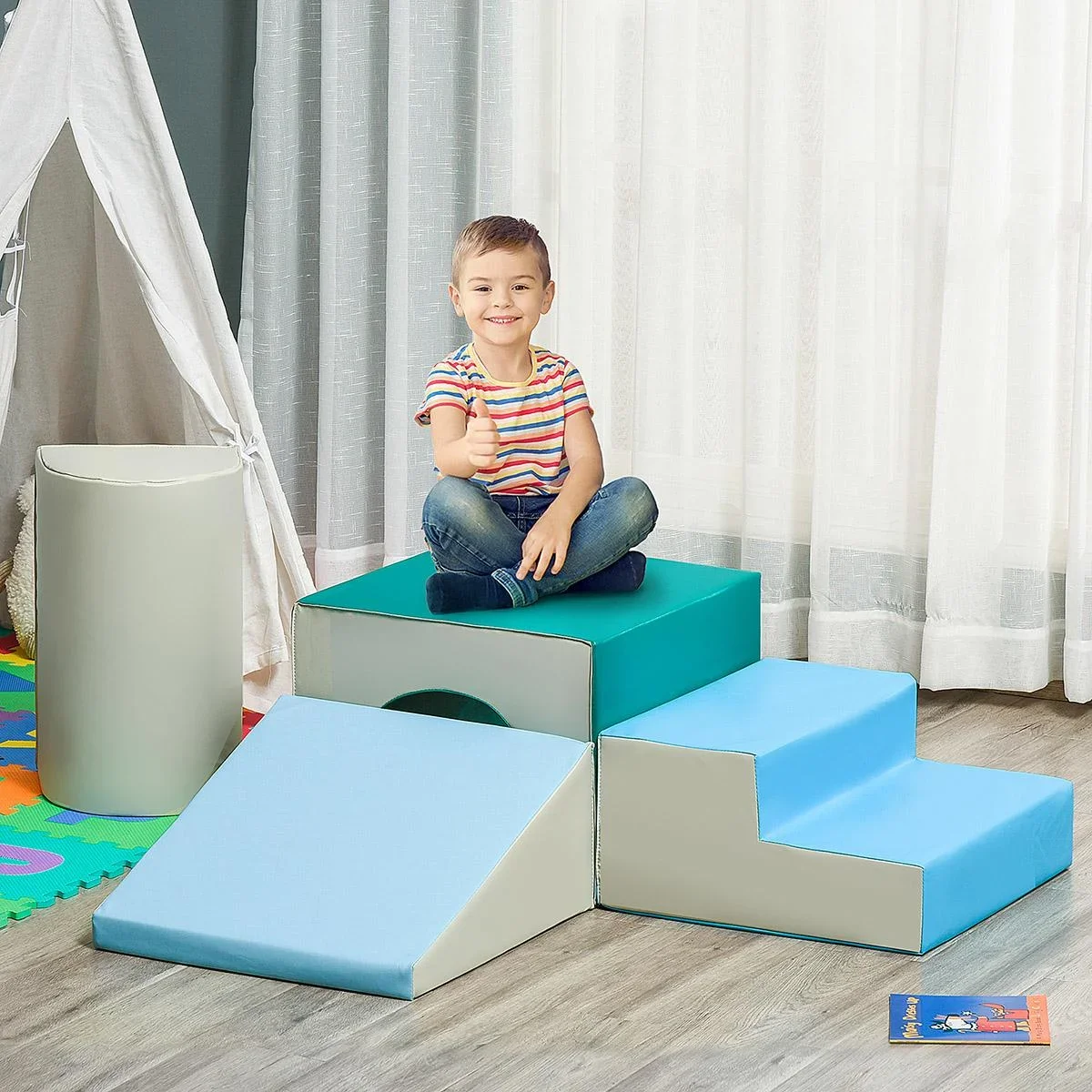 Bausteinset 4er-Set Schaumstoff Bausteine einfache Reinigung weiche Füllung Schaumstoffblöcke für 1-3 Jahre Kinder EPE - 2