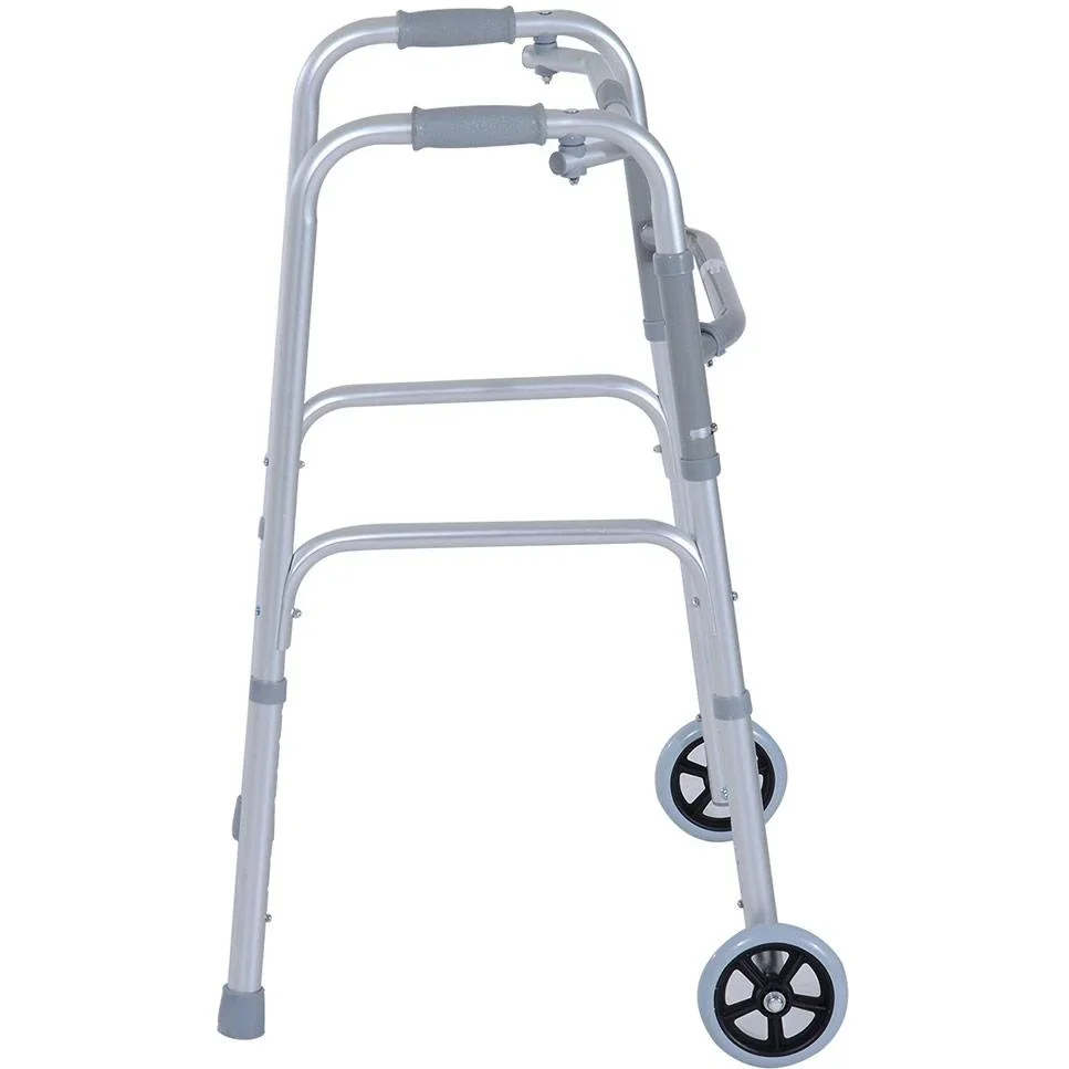 Gehwagen Gehgestell Gehbock Alu Gehhilfe mit 2 Rädern Faltbar - 2