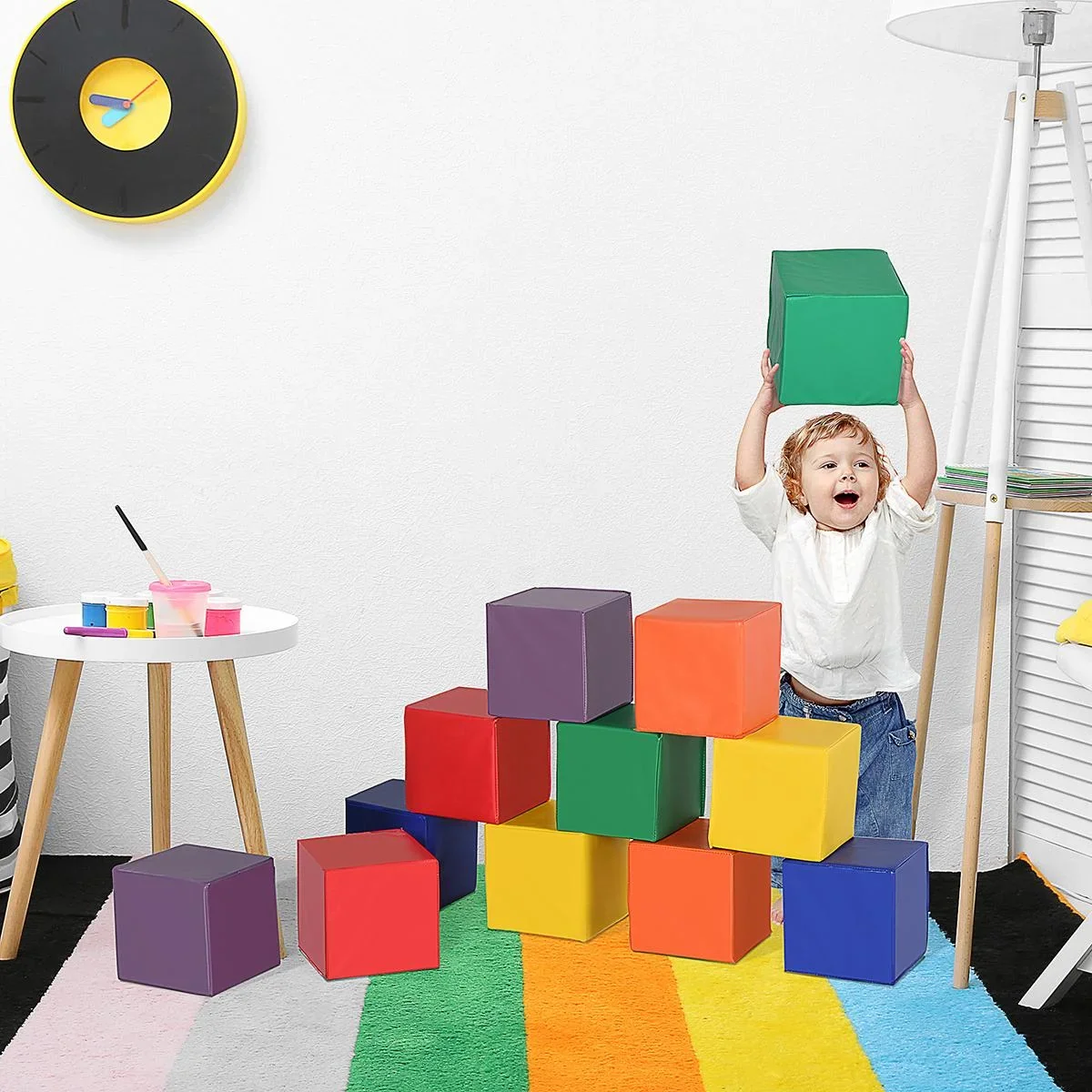 Bausteinset 12er-Set Schaumstoff Bausteine Bauklötze Bauspielzeug für Kinder Schaumstoffblöcke für 1-3 Jahre alt Kinder - 1
