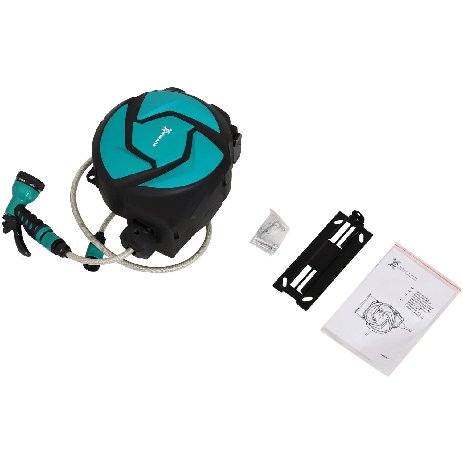 Schlauchtrommel Wandschlauchbox 180° schwenkbar Frostschutz -5 45 °C Kunststoff Grün + Schwarz 10 m - 0