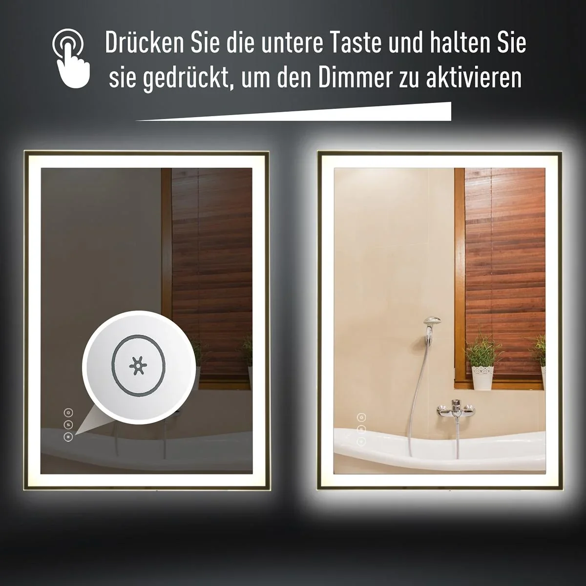 LED-Spiegel mit Touch-Schalter silber - 1