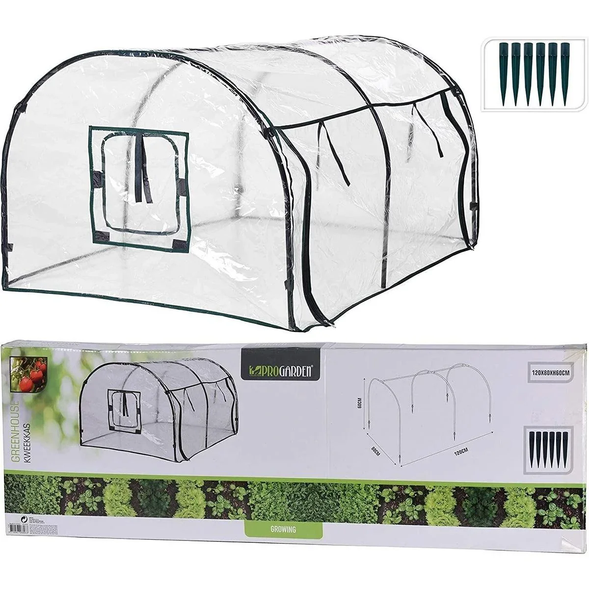 Pro Garden Gewächshaus - mit Metallrahmen - 120x 80 x H60 cm - 0