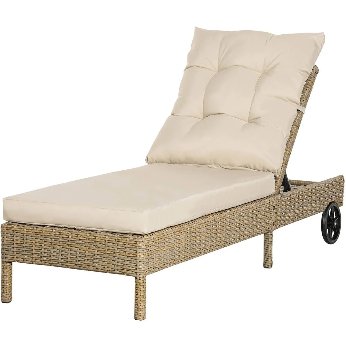 Gartenliege Rattanoptik Natur+Khaki 200 x 66 x 92 cm - 2