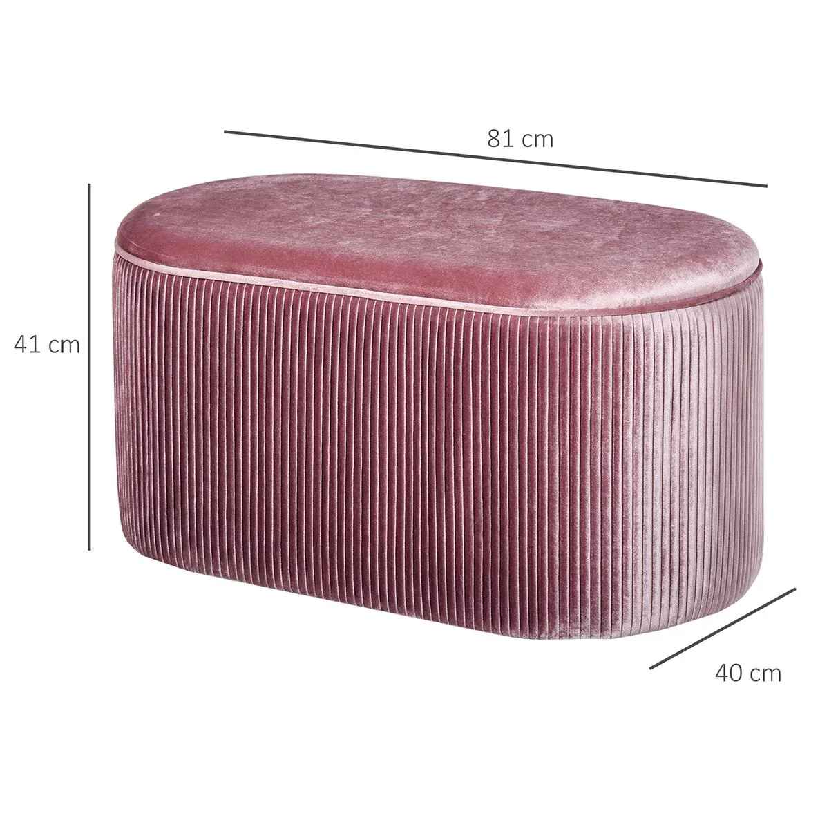 Sitzbank Polsterbank mit Stauraum Truhenbank für Wohnzimmer französische Stil Samt elegant Rosa 81 x 40 x 41 cm - 3