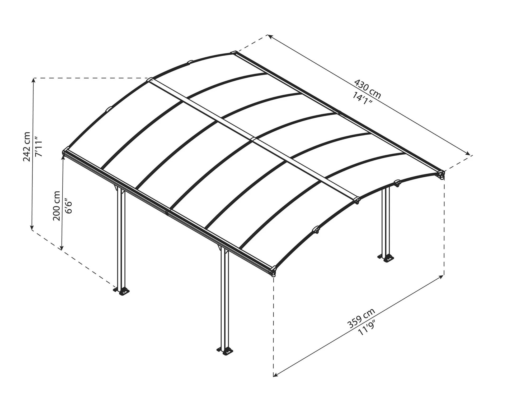 Carport „Arcadia 4300“, Anthrazit - 3