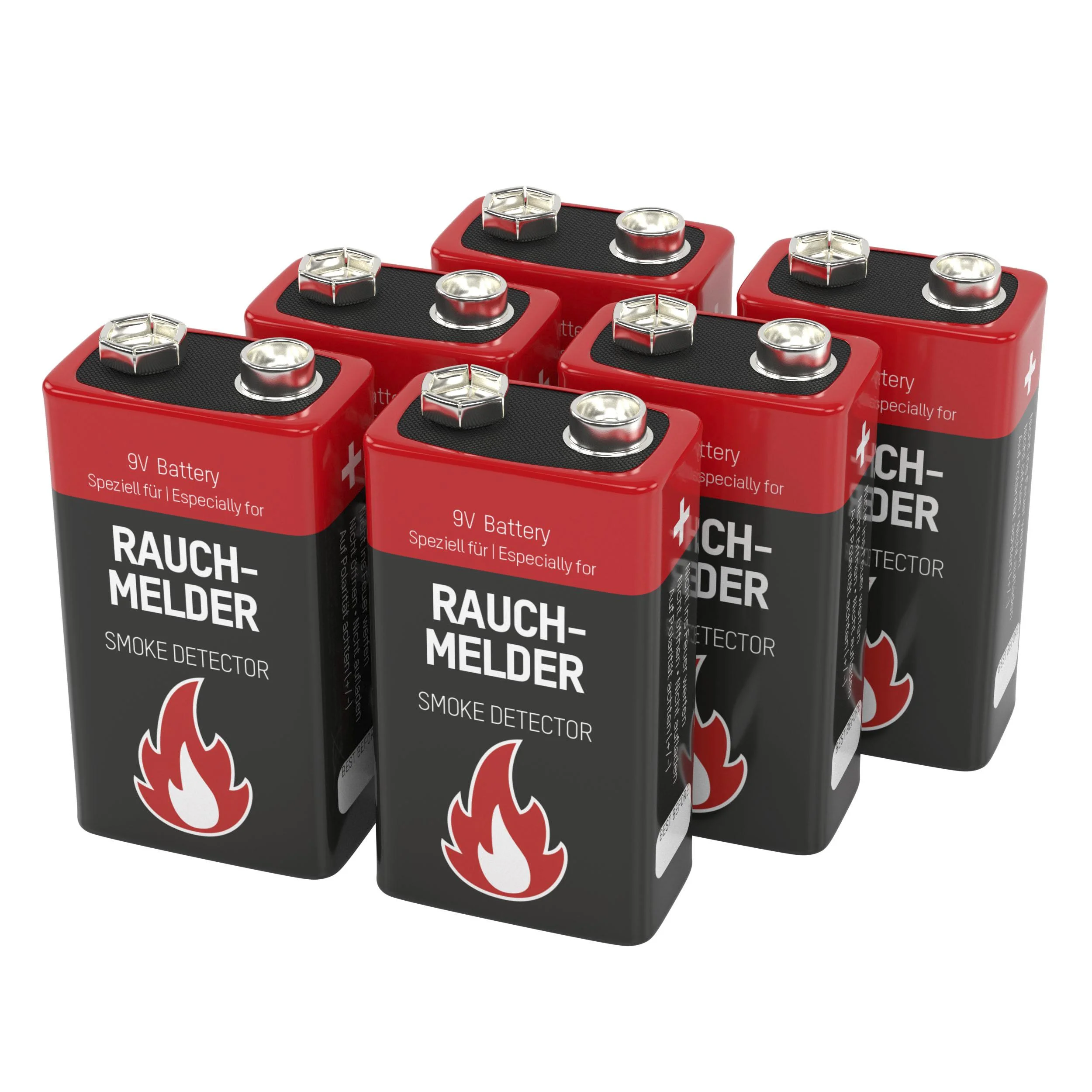 Alkaline 9 V Rauchmelder Batterie - 6 Stück - 0