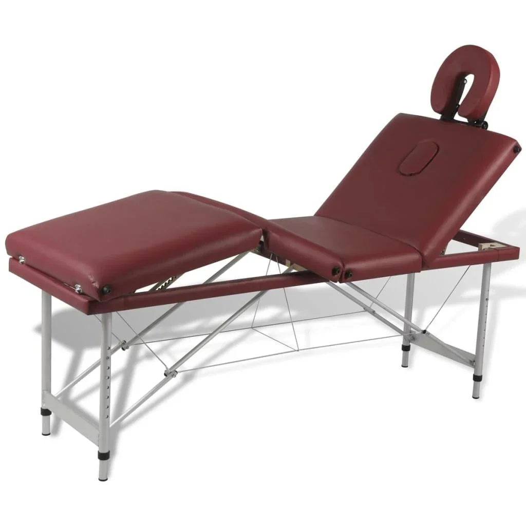 Zusammenklappbare Massageliege mit Aluminiumrahmen (vierteilig / rot) - 3