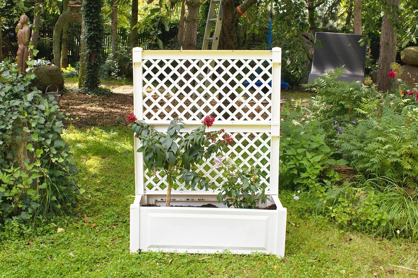 Pflanzkasten 100 cm + Spalier, weiß - 1