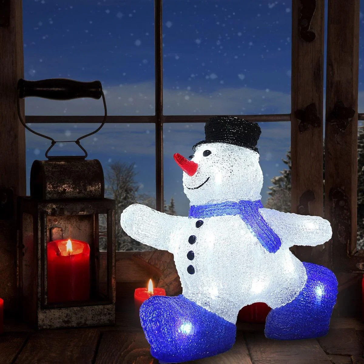 LED-Acryl-Weihnachtsschneemann für drinnen und draußen - 27 x 14 x 27,5 cm - 1