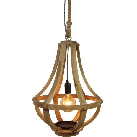 Hängelampe Merwede brun Holz einstellbar 60W E27 - 1