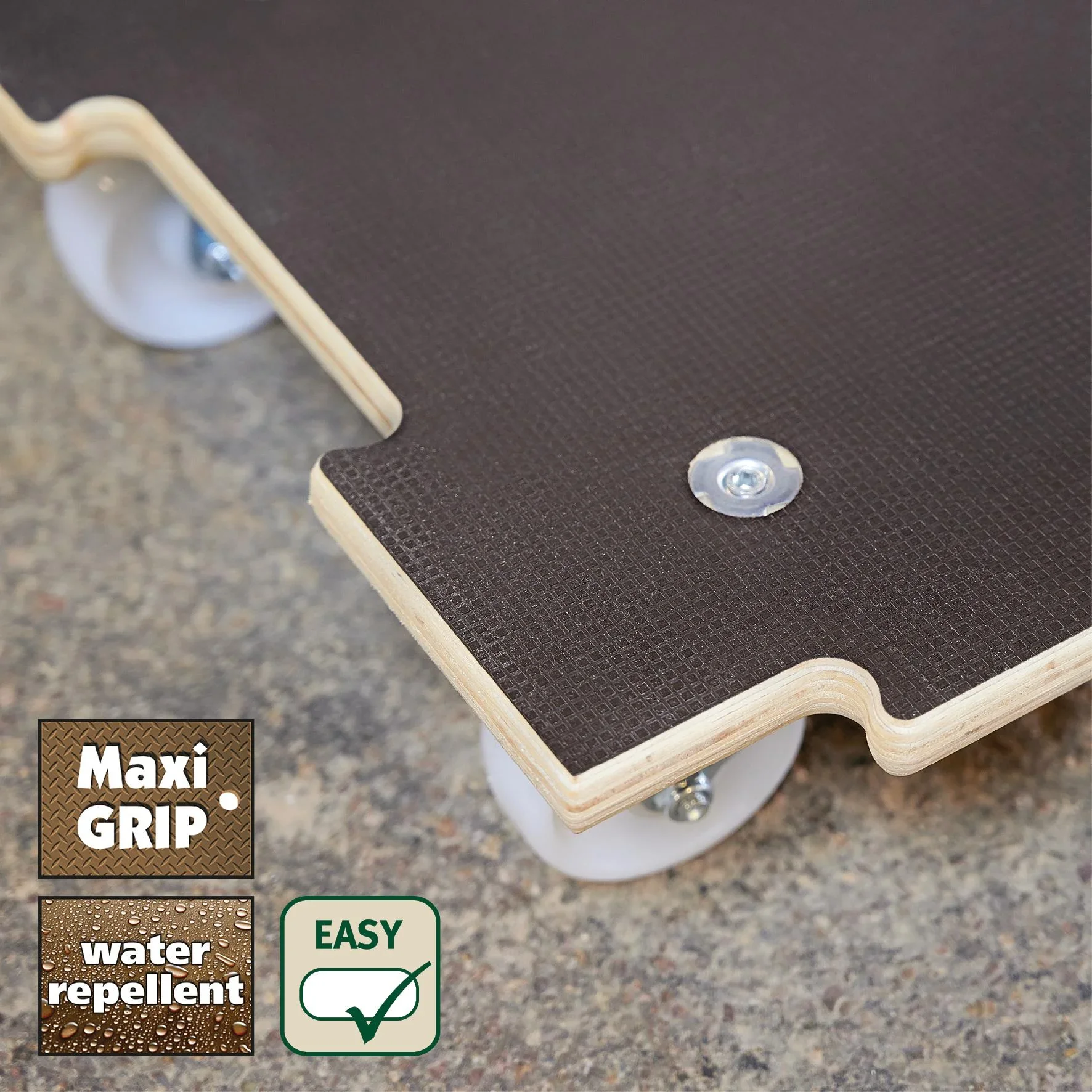 Transporthilfe MM 1383, 59 x 39 x 11 cm, harte Rollen Ø 75 mm, Rollenlager, Platte Maxigrip FSC®, Tragkraft 250 kg - 2