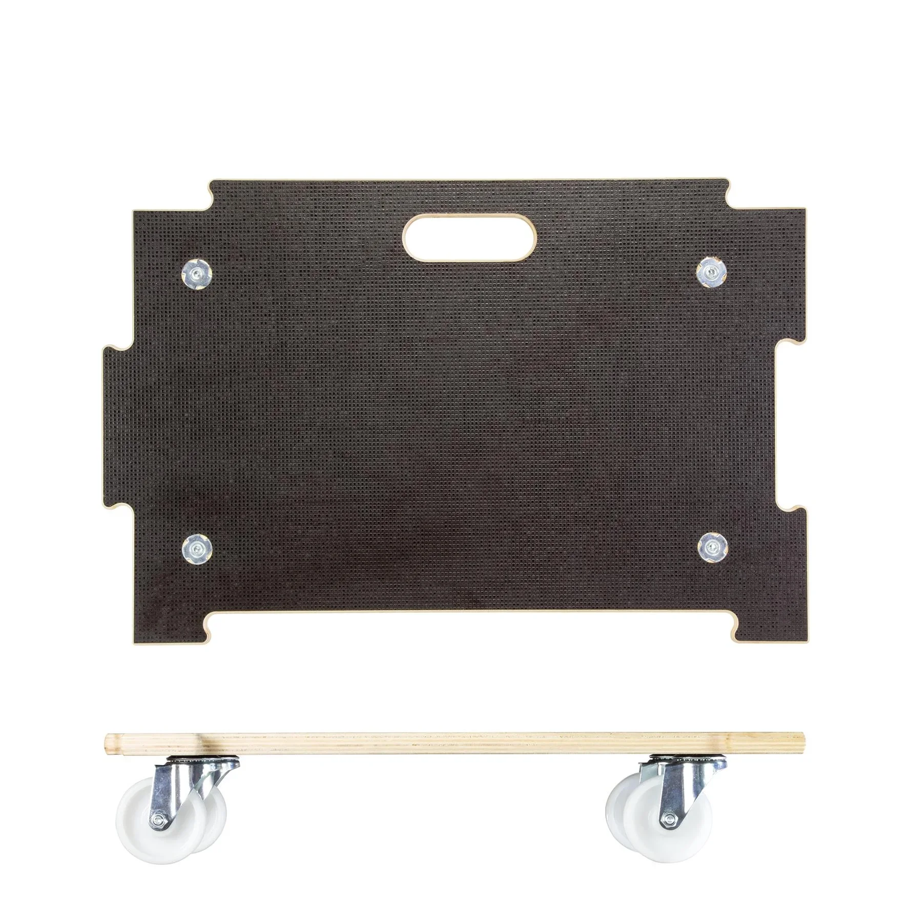 Transporthilfe MM 1383, 59 x 39 x 11 cm, harte Rollen Ø 75 mm, Rollenlager, Platte Maxigrip FSC®, Tragkraft 250 kg - 4