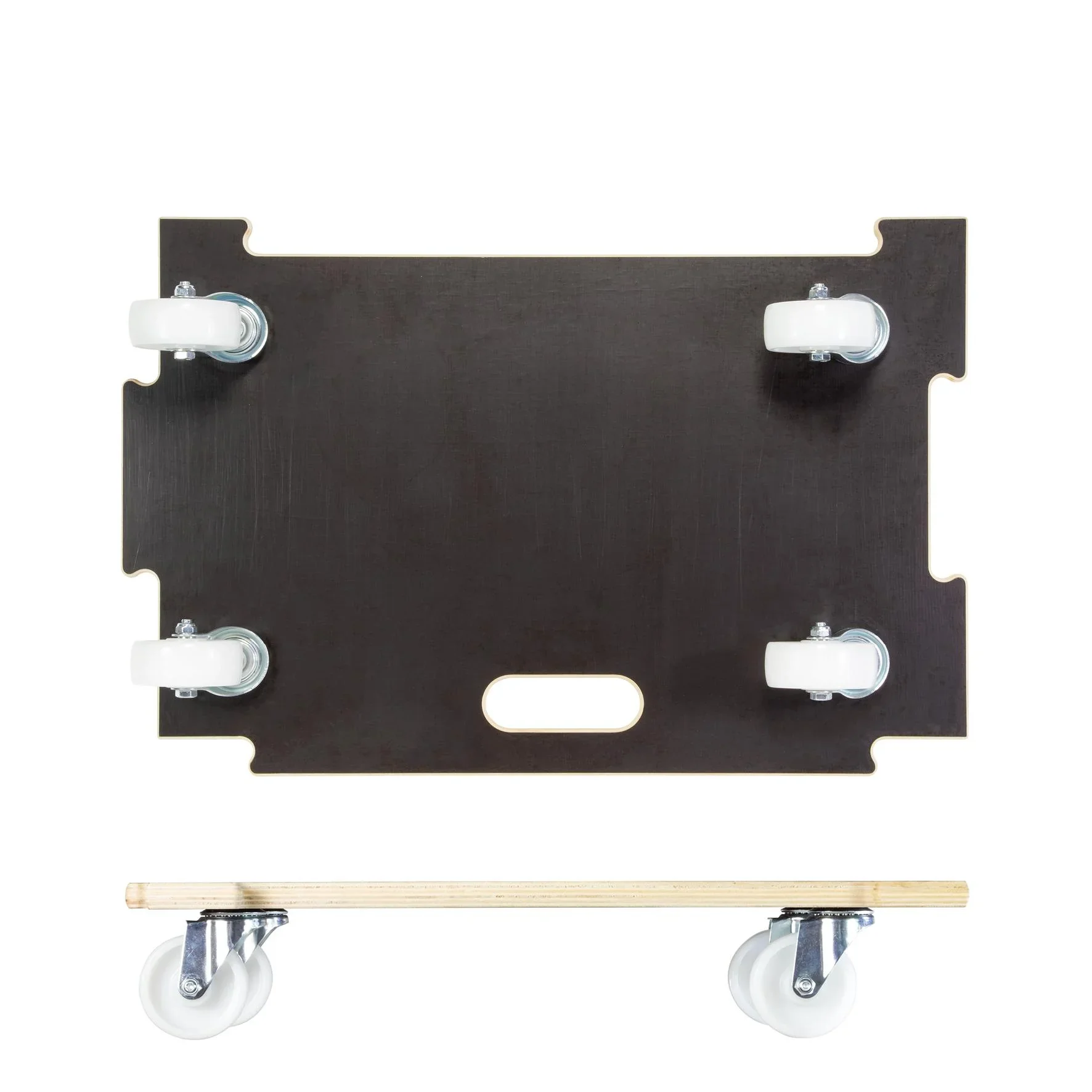 Transporthilfe MM 1383, 59 x 39 x 11 cm, harte Rollen Ø 75 mm, Rollenlager, Platte Maxigrip FSC®, Tragkraft 250 kg - 6