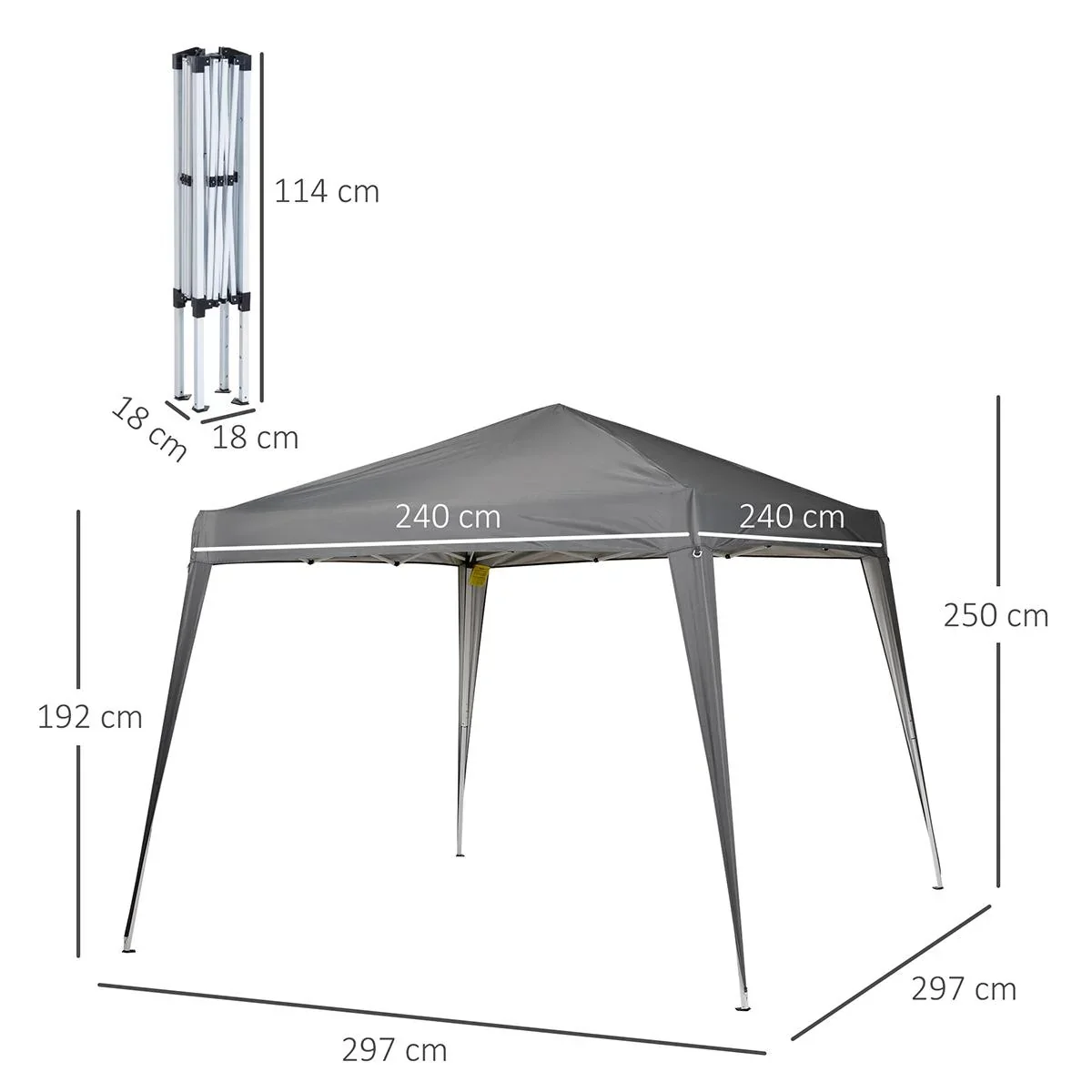 Faltpavillon Pavillon Faltzelt Partyzelt inkl. Tragetasche 3x3m Stahl Grau - 2
