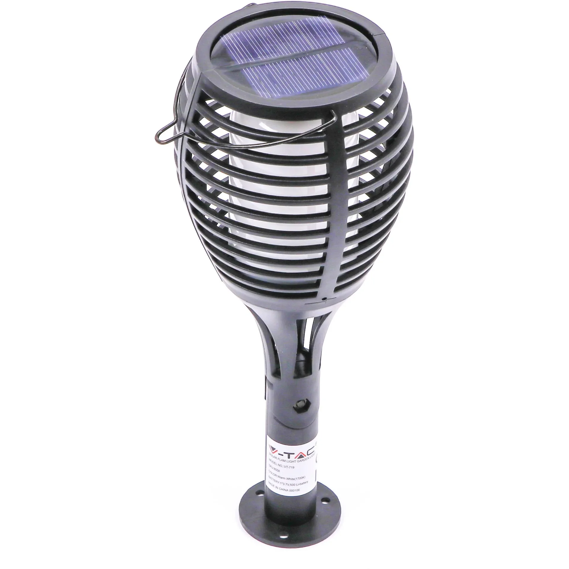 VT-719 Solarlampen-Taschenlampe mit beweglicher Flamme und Dämmerungssensor - 0