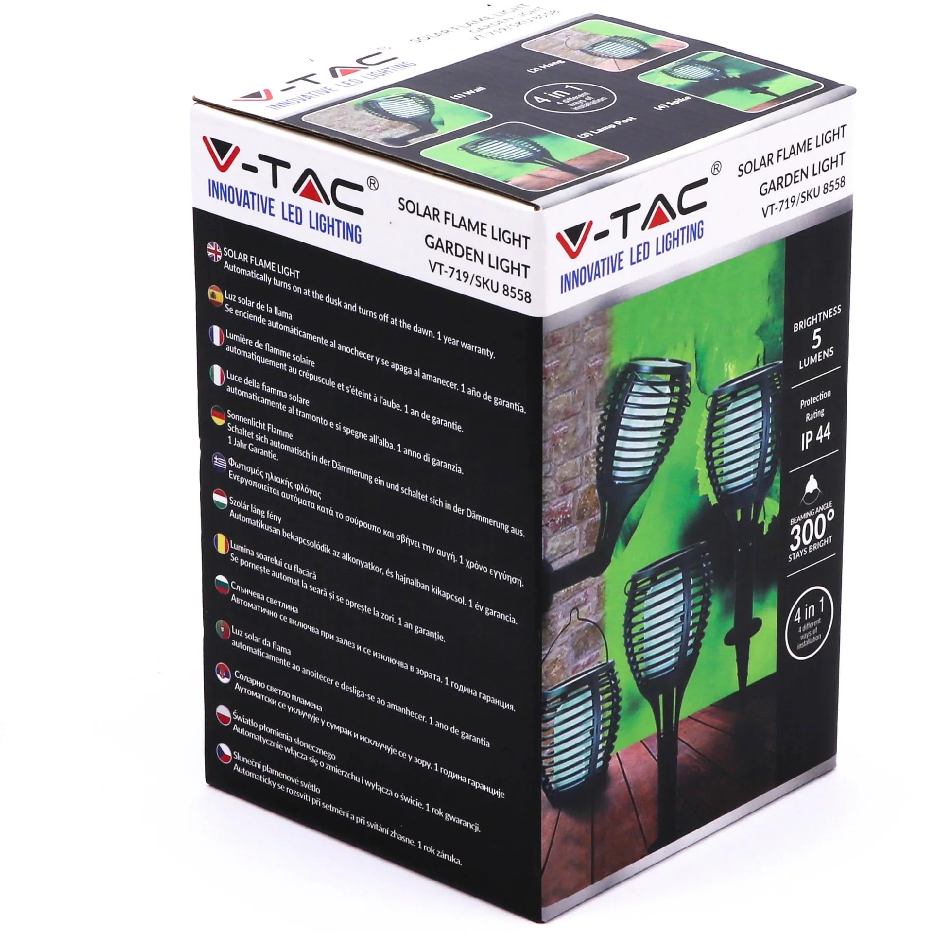 VT-719 Solarlampen-Taschenlampe mit beweglicher Flamme und Dämmerungssensor - 4