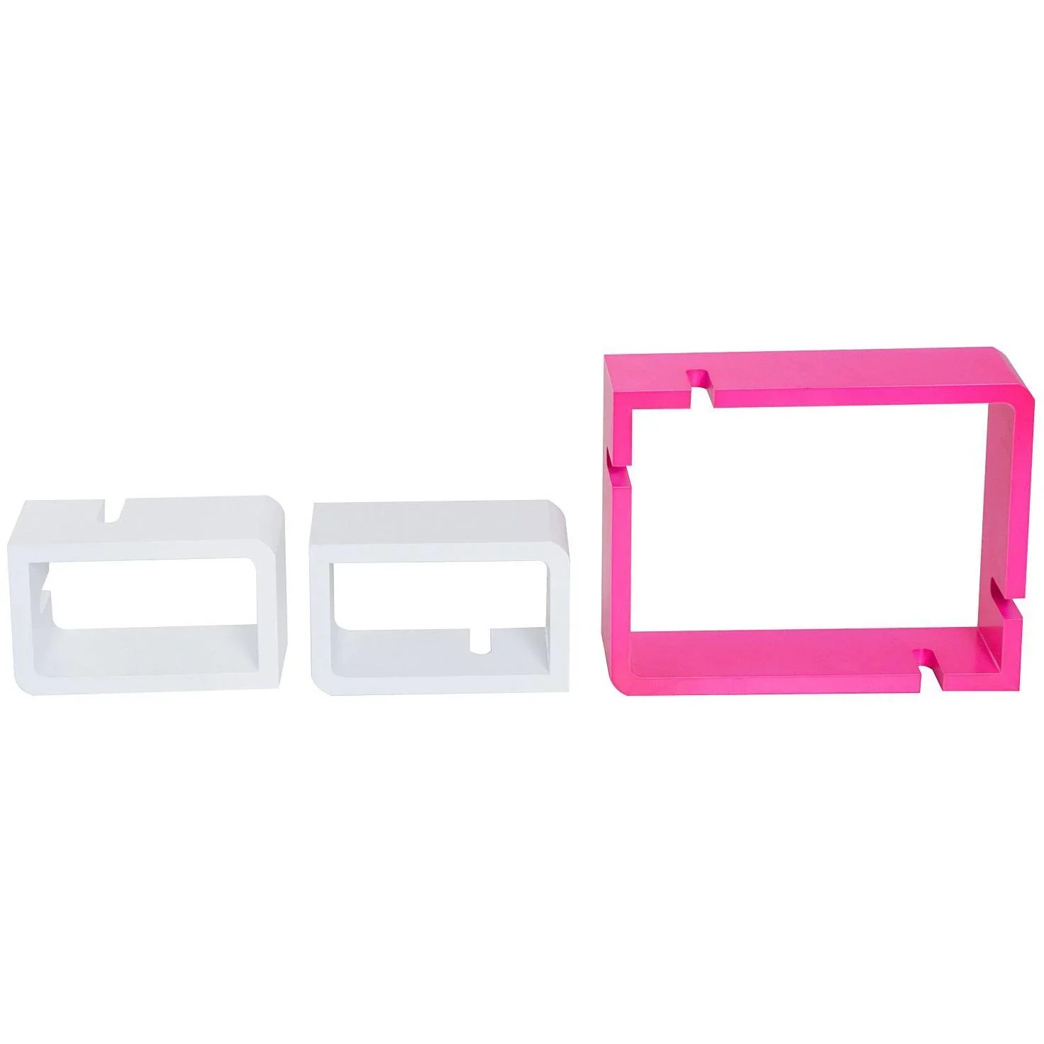 Wandregal Hängeregal mit 3 Fächern MDF Rosa+Weiß - 1