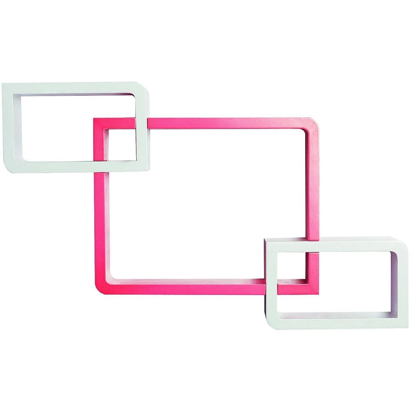 Wandregal Hängeregal mit 3 Fächern MDF Rosa+Weiß - 2