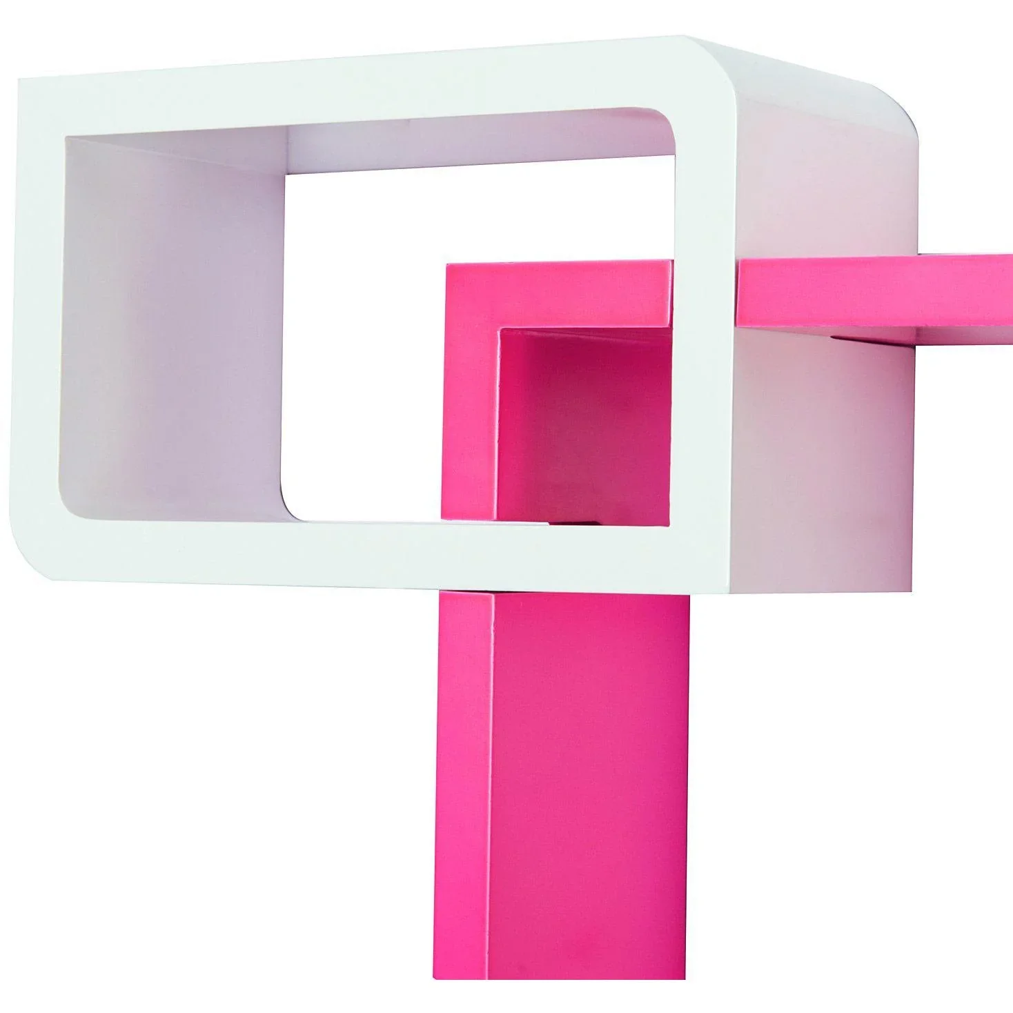 Wandregal Hängeregal mit 3 Fächern MDF Rosa+Weiß - 4