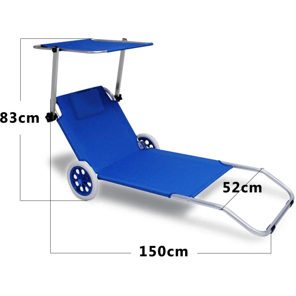 Liege Mobile Kreta-Blau Aluminium mit 2 Rädern - 1