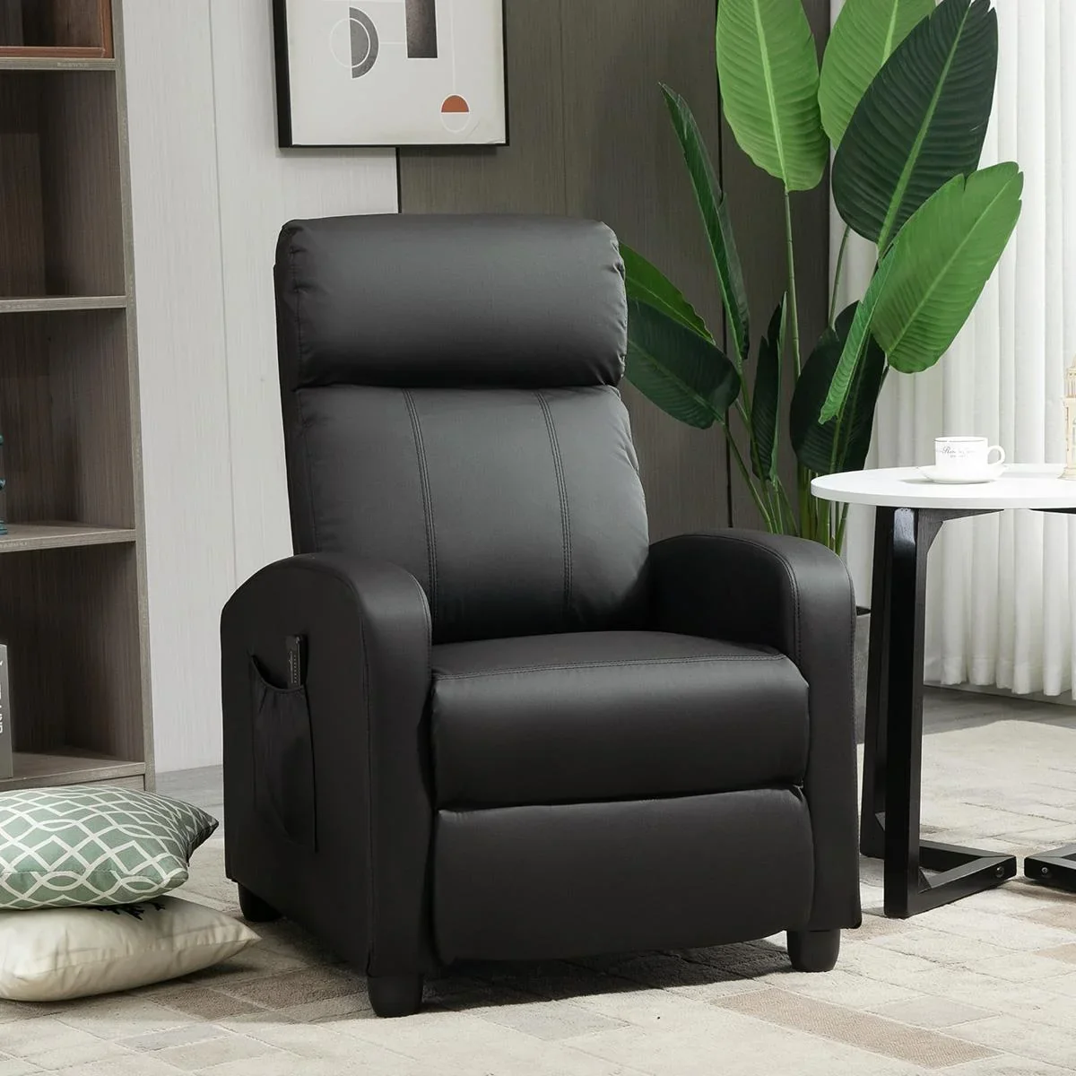 Massagesessel Liegefunktion Rückenlehne mit Rückenlehne 2-Punkt-Massage Schaumstoff Kunstleder Schwarz 68 x 88 x 98 cm - 3