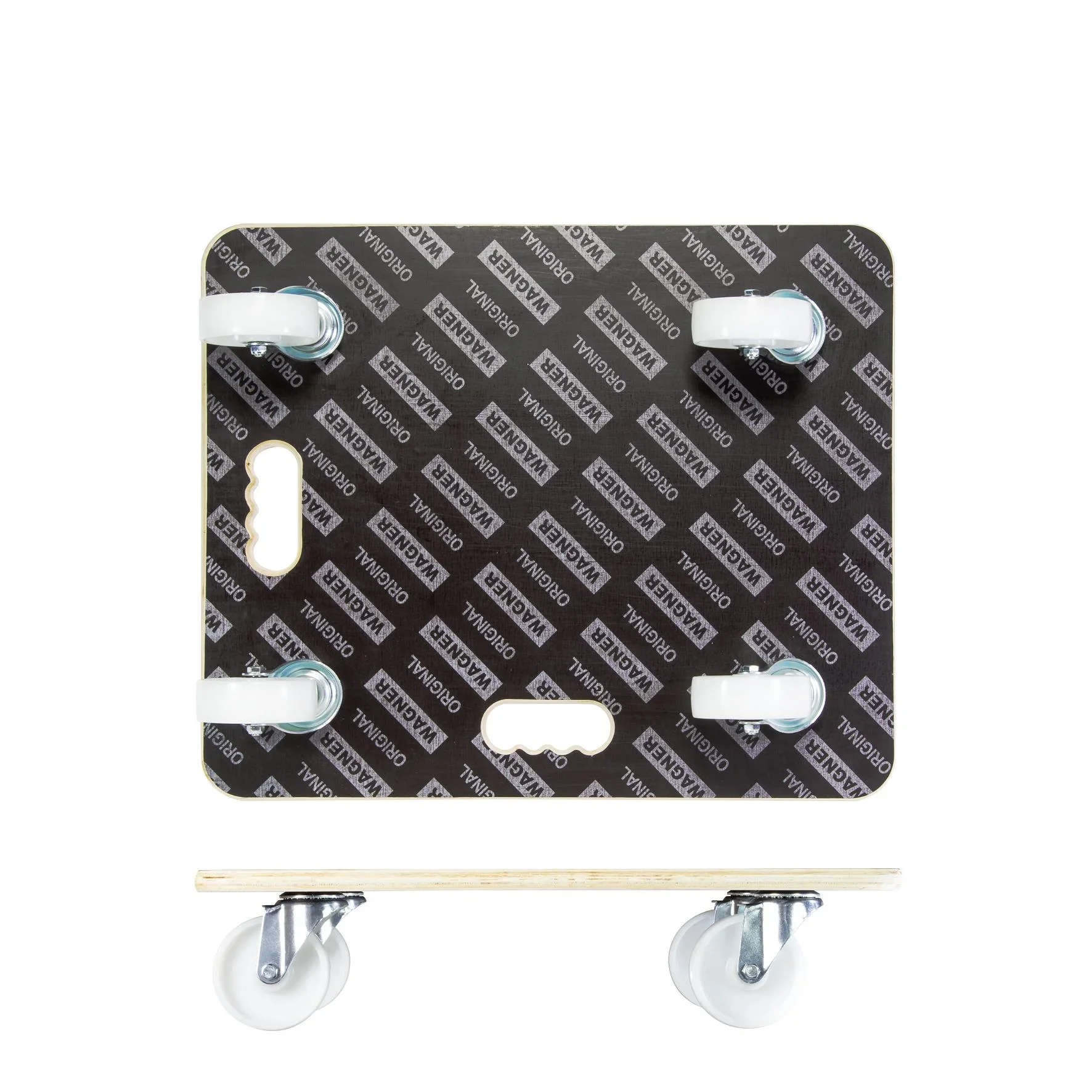 Transporthilfe MM 1113, 59 x 49 x 13,5 cm, harte Rollen Ø 100 mm, Rollenlager, Platte Maxigrip FSC®, Tragkraft 400 kg - 1