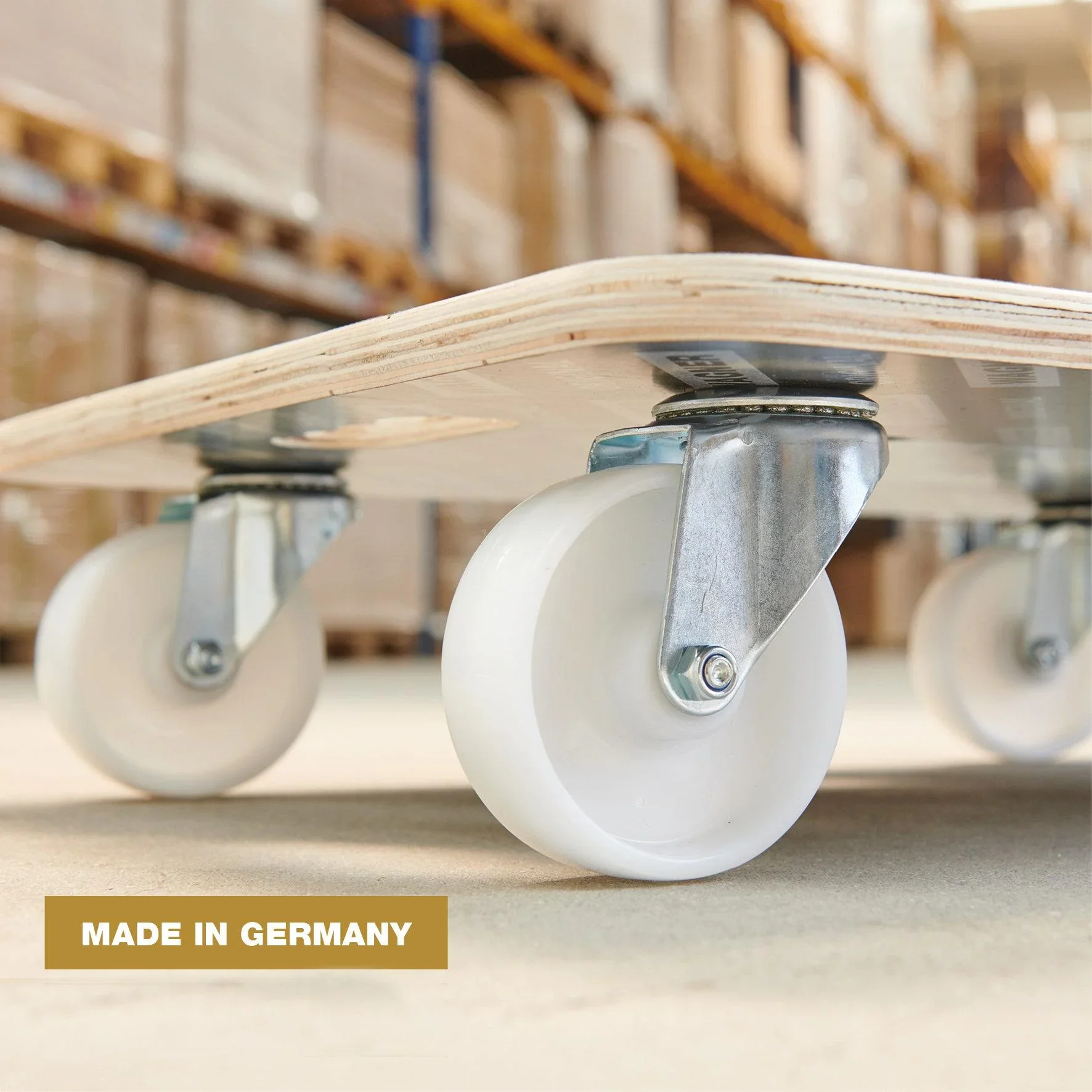 Transporthilfe MM 1113, 59 x 49 x 13,5 cm, harte Rollen Ø 100 mm, Rollenlager, Platte Maxigrip FSC®, Tragkraft 400 kg - 2