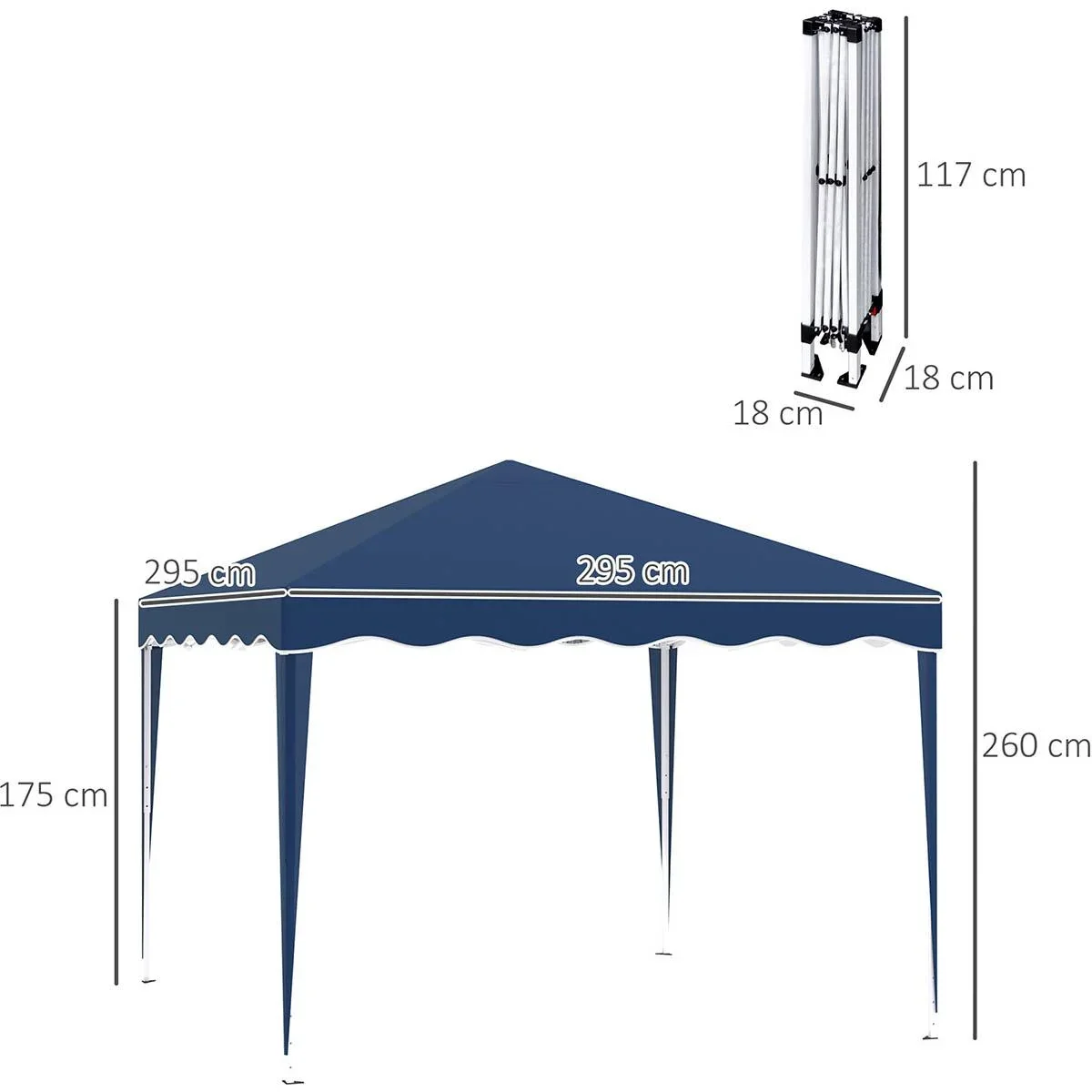Partyzelt Pavillon höhenverstellbar blau 2,95 x 2,95 x 2,60 m - 0