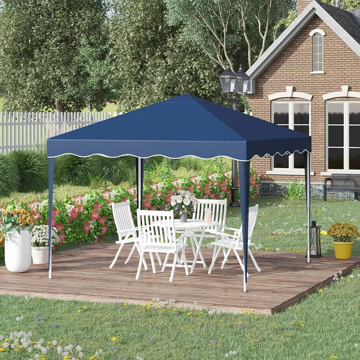 Partyzelt Pavillon höhenverstellbar blau 2,95 x 2,95 x 2,60 m - 2