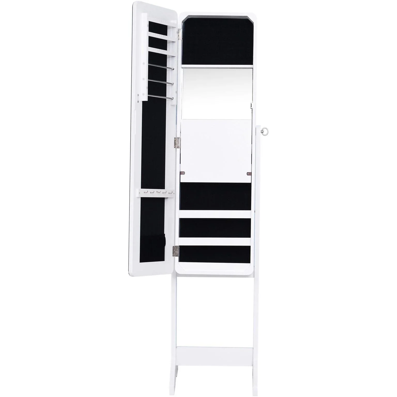 Spiegelschrank LED Schmuckschrank mit Innenspiegel klappbare Ablage Standspiegel Weiß - 4