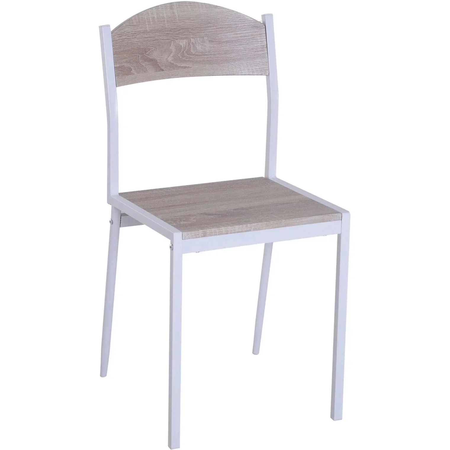 5-teilige Essgruppe Sitzgruppe Esstisch Set Holzmaserung MDF + Metall Grau + Weiß mit 1 Tisch + 4 Stühlen - 0