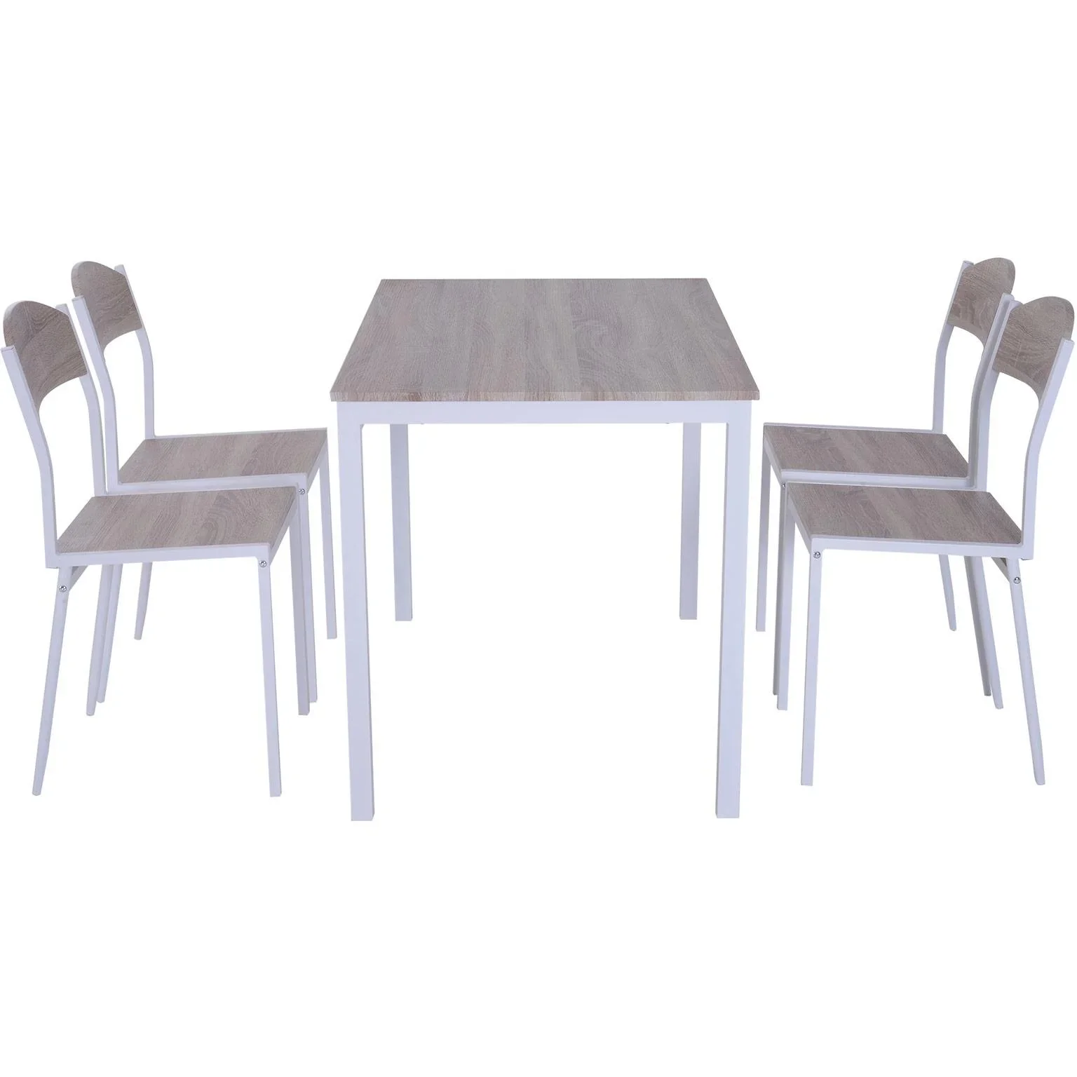 5-teilige Essgruppe Sitzgruppe Esstisch Set Holzmaserung MDF + Metall Grau + Weiß mit 1 Tisch + 4 Stühlen - 3