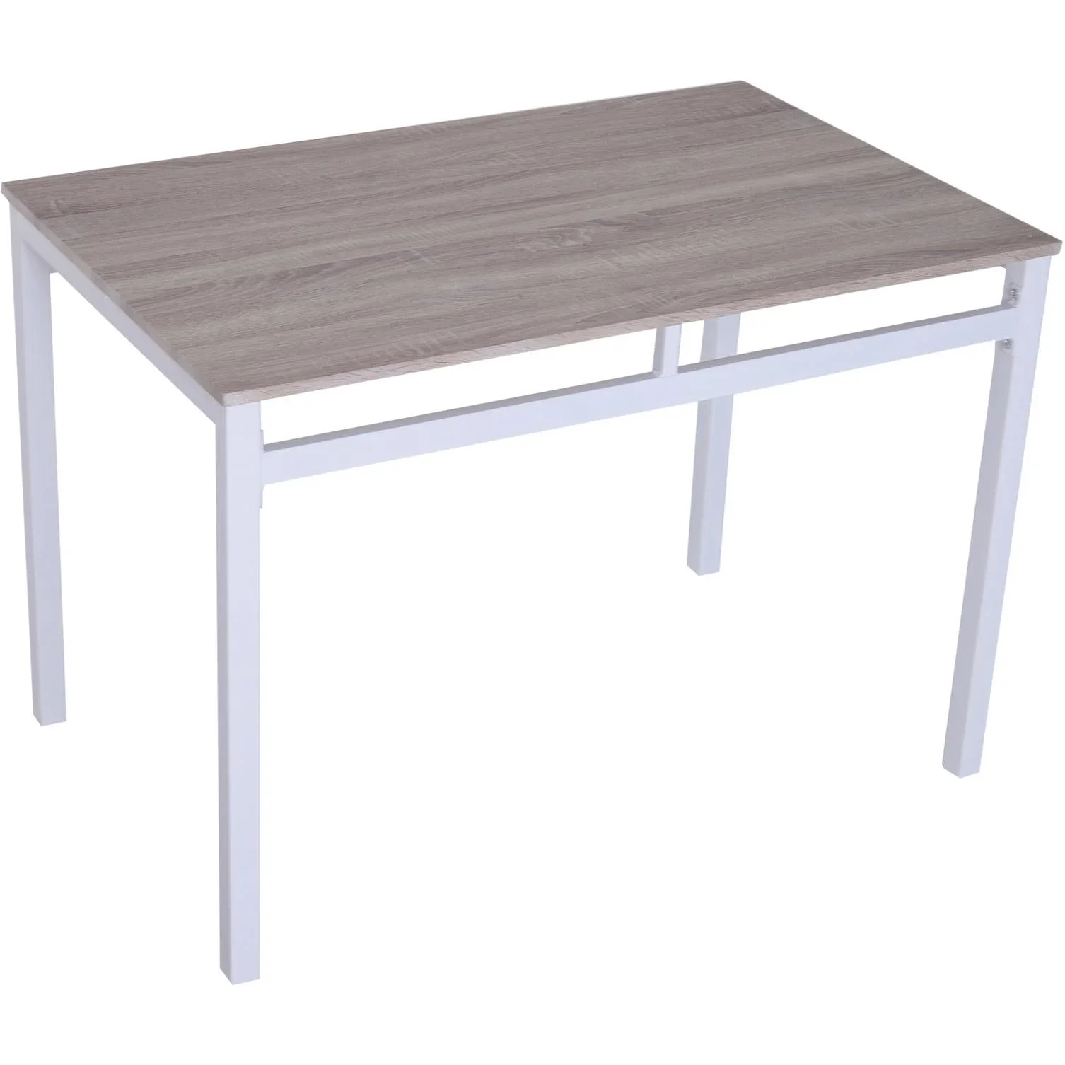 5-teilige Essgruppe Sitzgruppe Esstisch Set Holzmaserung MDF + Metall Grau + Weiß mit 1 Tisch + 4 Stühlen - 5